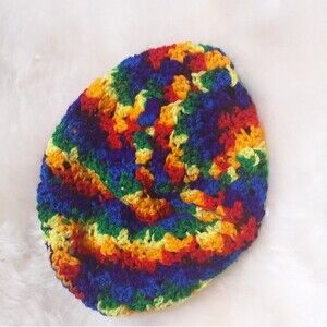 Rainbow Rasta Hippy Festival Hat Handmade Crochet Boho Adult Colorful